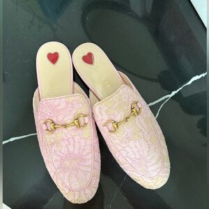Authentic Gucci Princetown Pink Lace 36.5 with box and dust bags